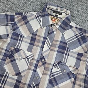 Authentic Western Youngbloods Plaid Short Sleeve Western Shirt Mens Small